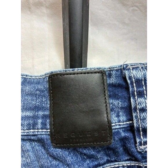 Request Premium Jeans Mens 38x32 Relaxed Fit Ripped Blue Denim Black Label Pants - Picture 6 of 6